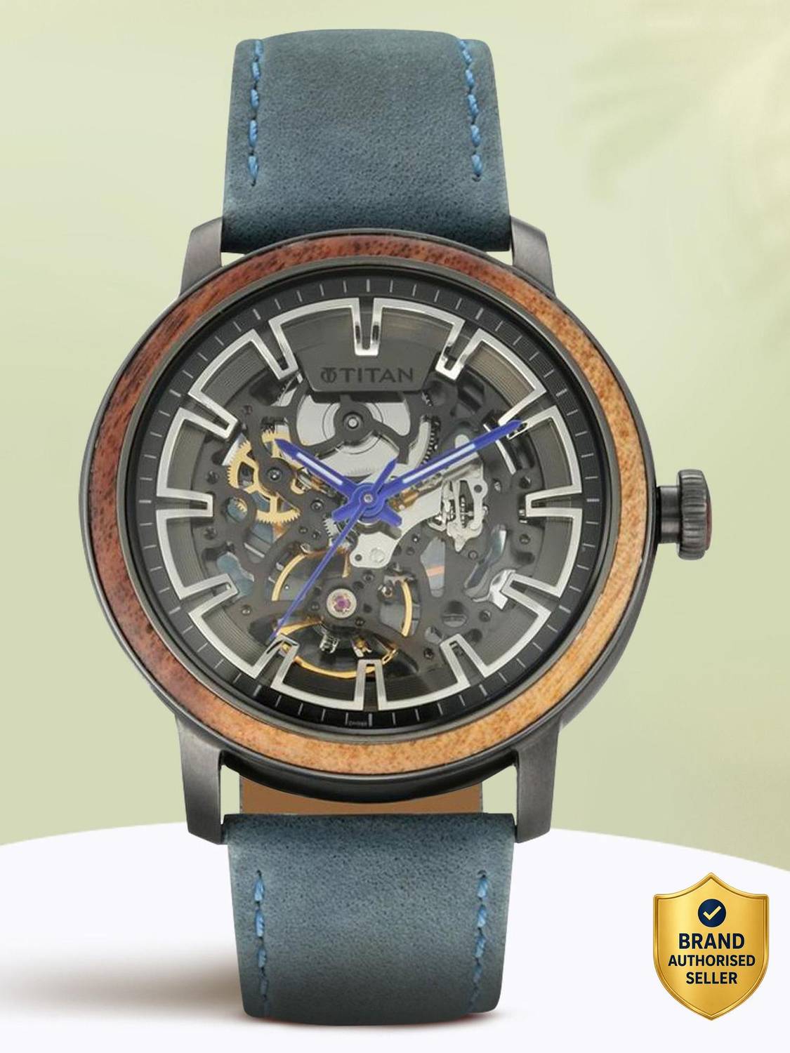 Titan NQ1797KL02F Titan Magnate Automatic Grey Dial Blue Leather