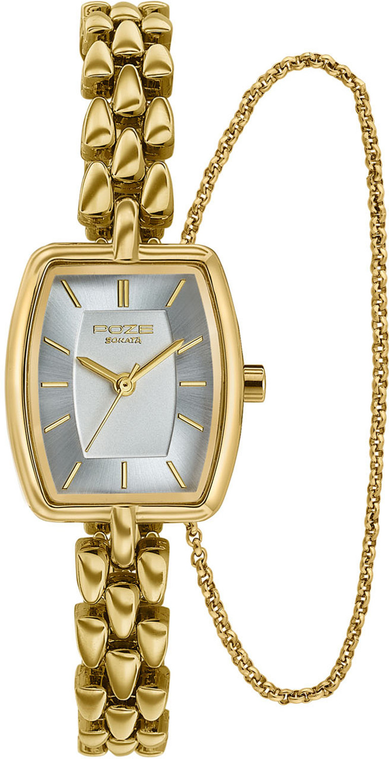 Image of SONATA Poze Drop 9.2 Poze 9 Quartz White Dial IPG Alloy Strap Analog Watch - For Women