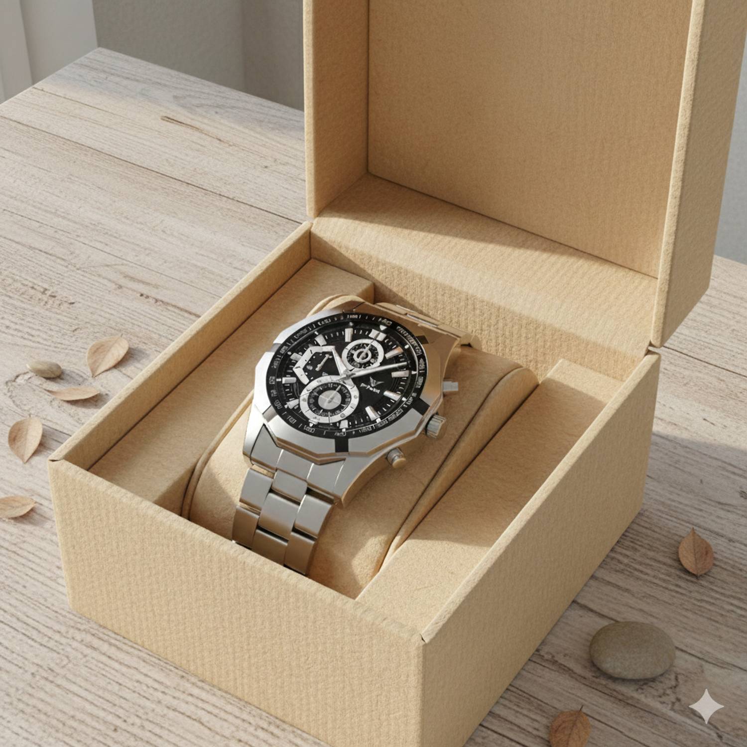 FNB EDY-SlvBlack-1801 Silver Analog Watch - For Men - Image 2