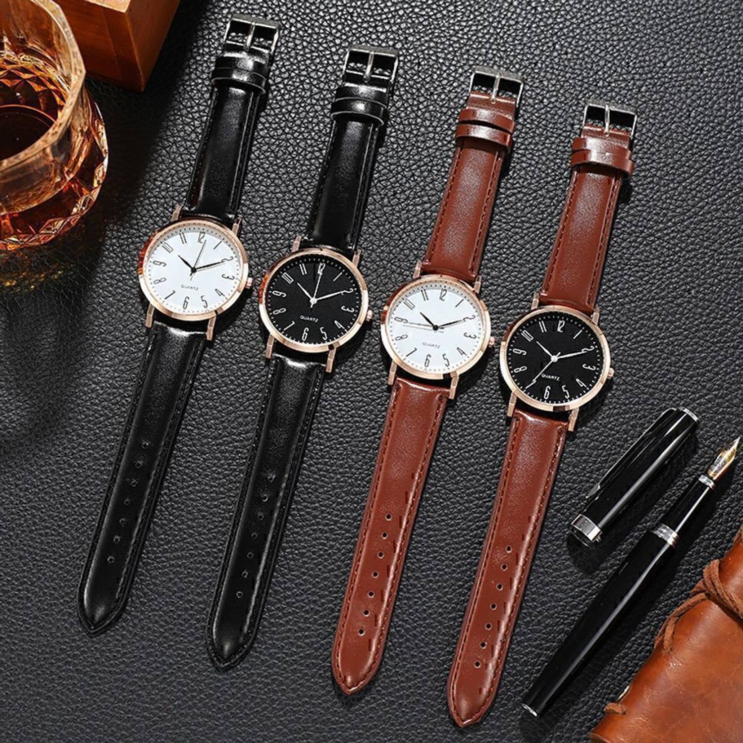 SUBERA Leather Strap Analog Watch for Men - 4 Colors - Image 2