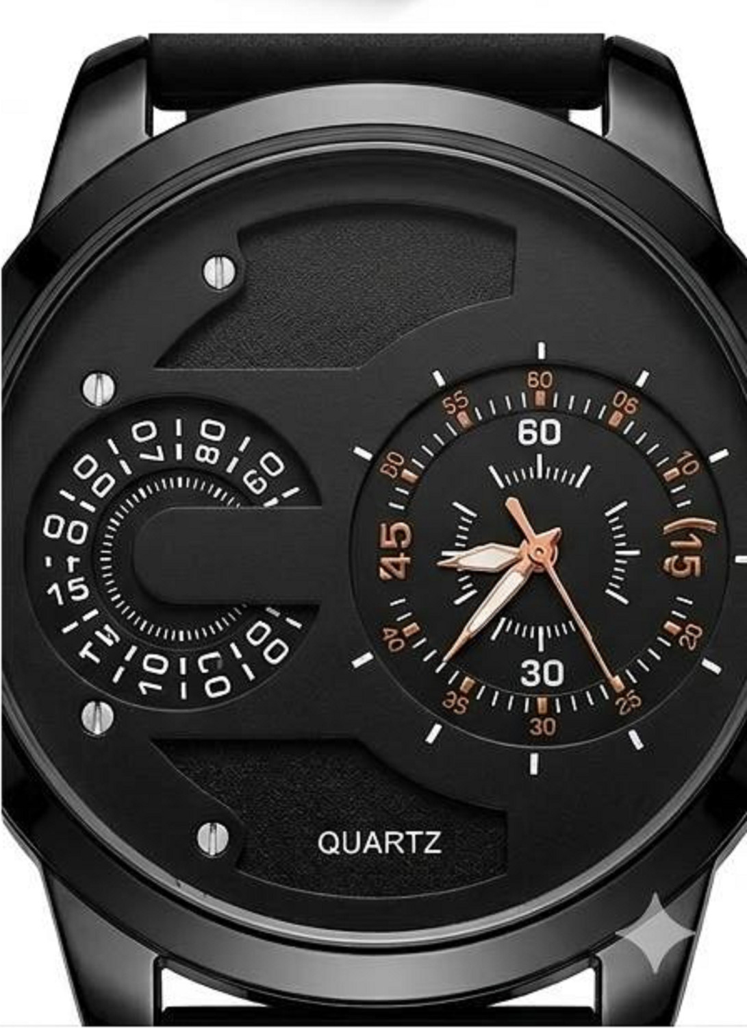 Image of MAAN INTERNATIONAL DD-2401 Prime Collection Dual Dial Quartz Black Silicone Strap Analog Watch - For Men