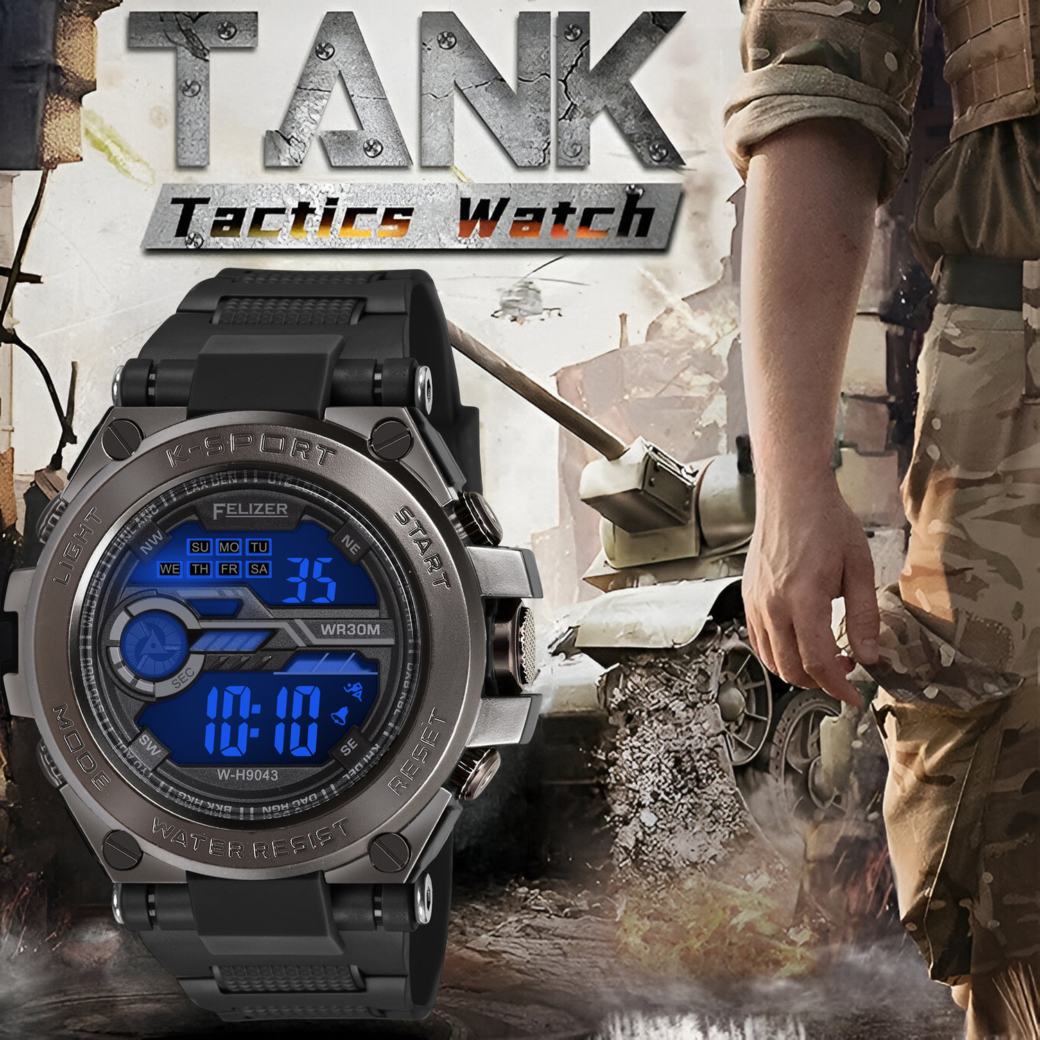 Image of Felizer Sports Watch Alarm Digital Watch - For Men Stailess Steel Dial For Men & Boy
