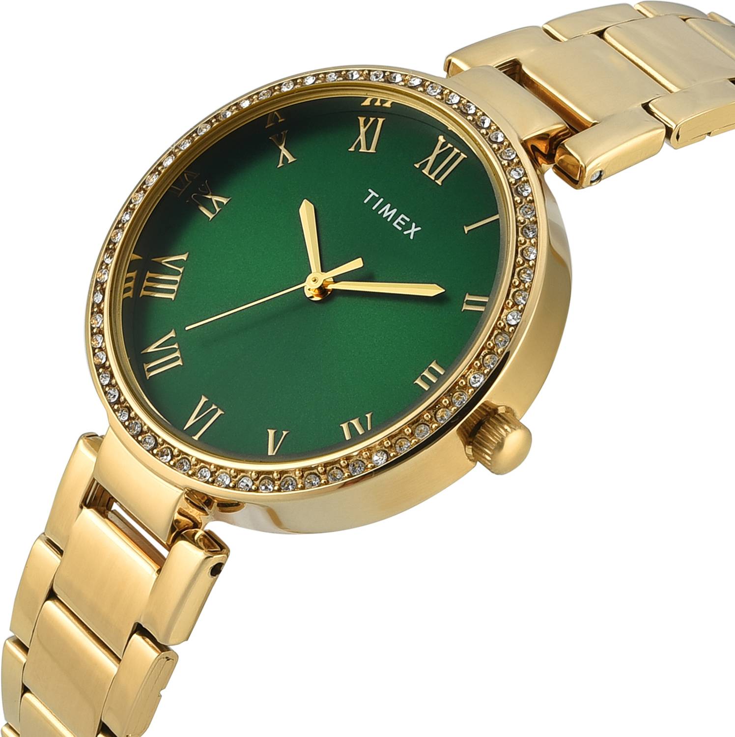 TIMEX TWEL18716 Trendline Round 35mm Green Dial Analog Watch - For
