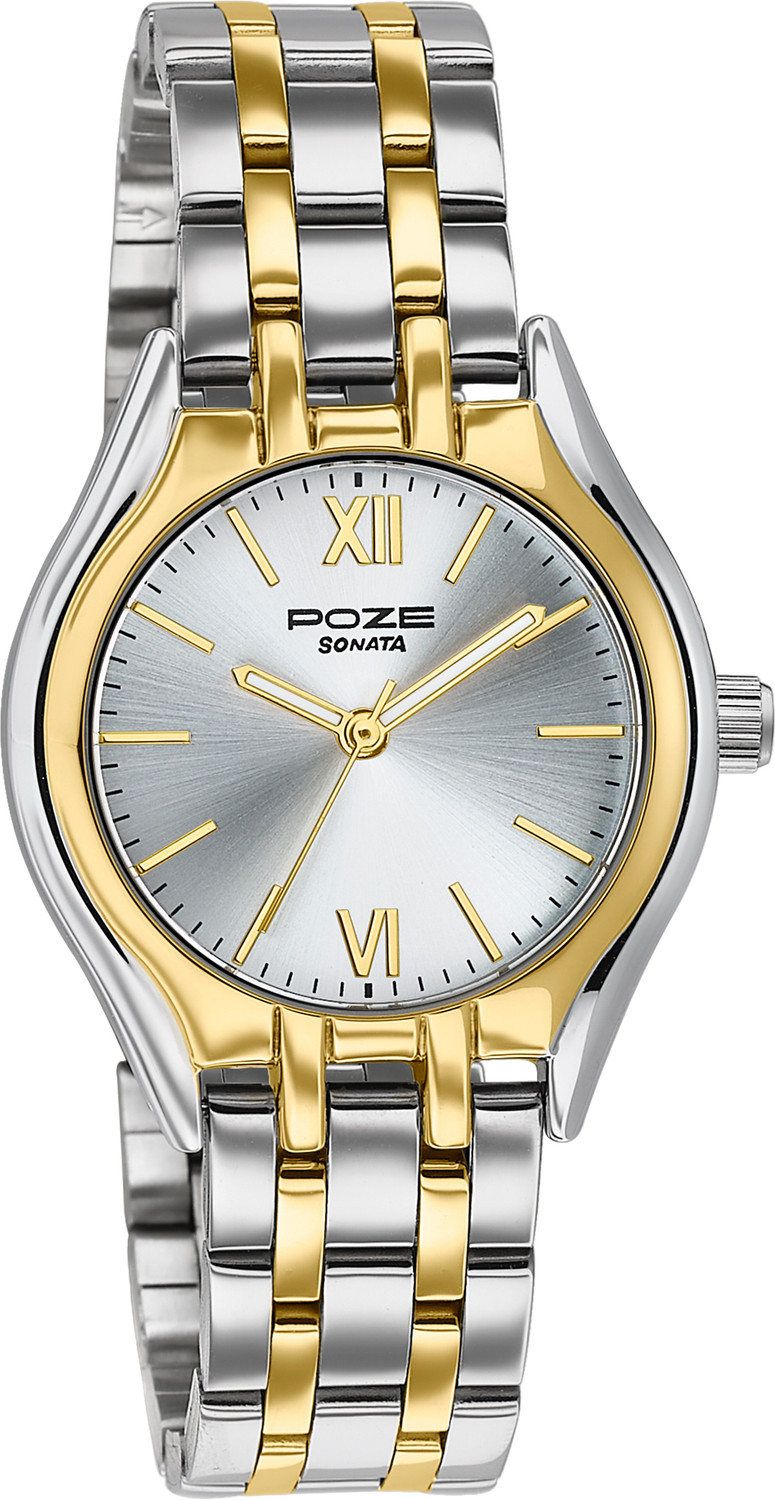 Image of SONATA Poze 8 Sonata Poze 8 Quartz Silver Dial IPS+IPG 304SS Sheet Metal Strap Analog Watch - For Women