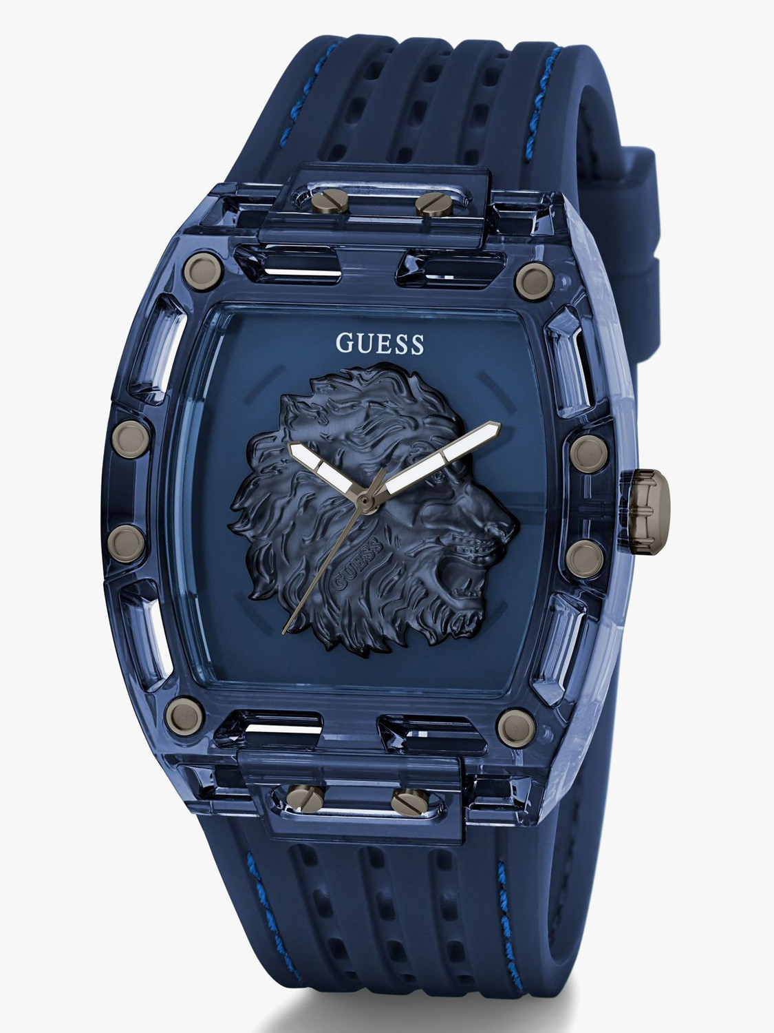 Image of GUESS GW0959G1 Blue Rectangle Dial Analog Watch - For Men