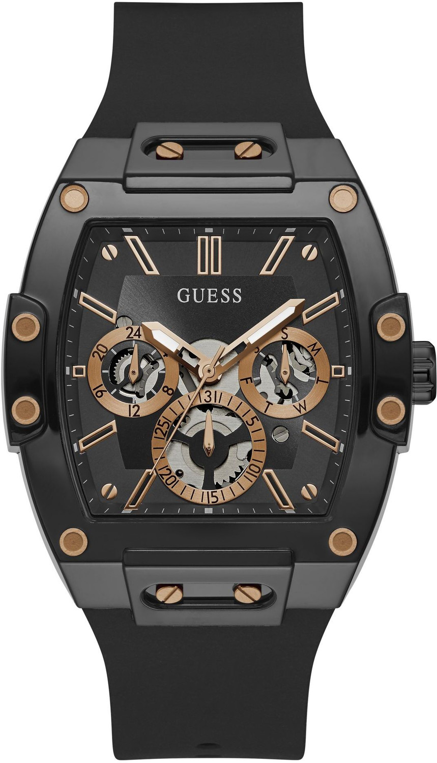 Image of GUESS Multifunction, Black Dial Analog Watch - For Men