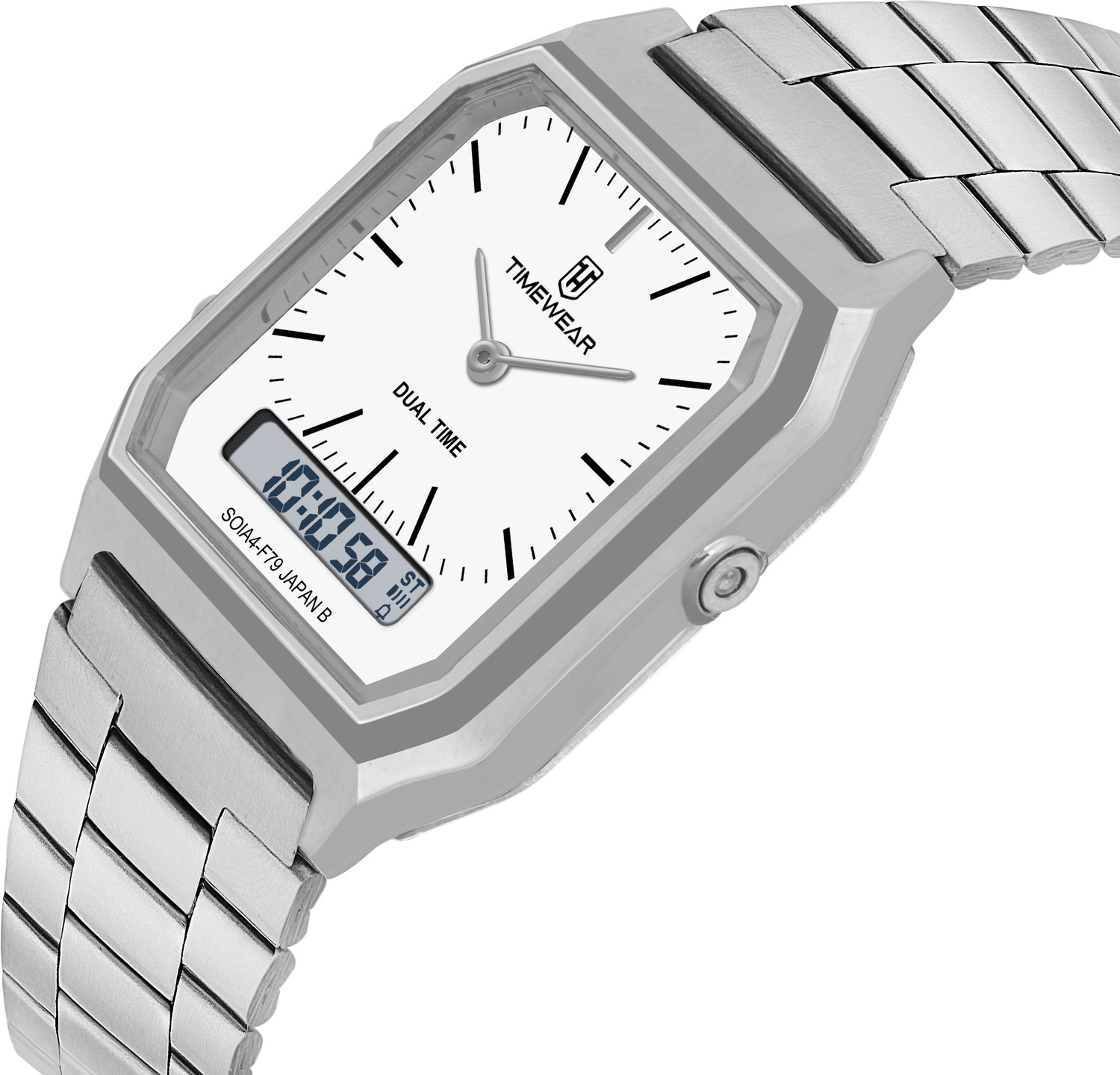 Image of TIMEWEAR TIMEWEAR5154STEELTW TIMEWEAR Vintage Dualtime, White Dial, Automatic Calendar, Alarm, Stopwatch Analog-Digital Watch - For Men & Women