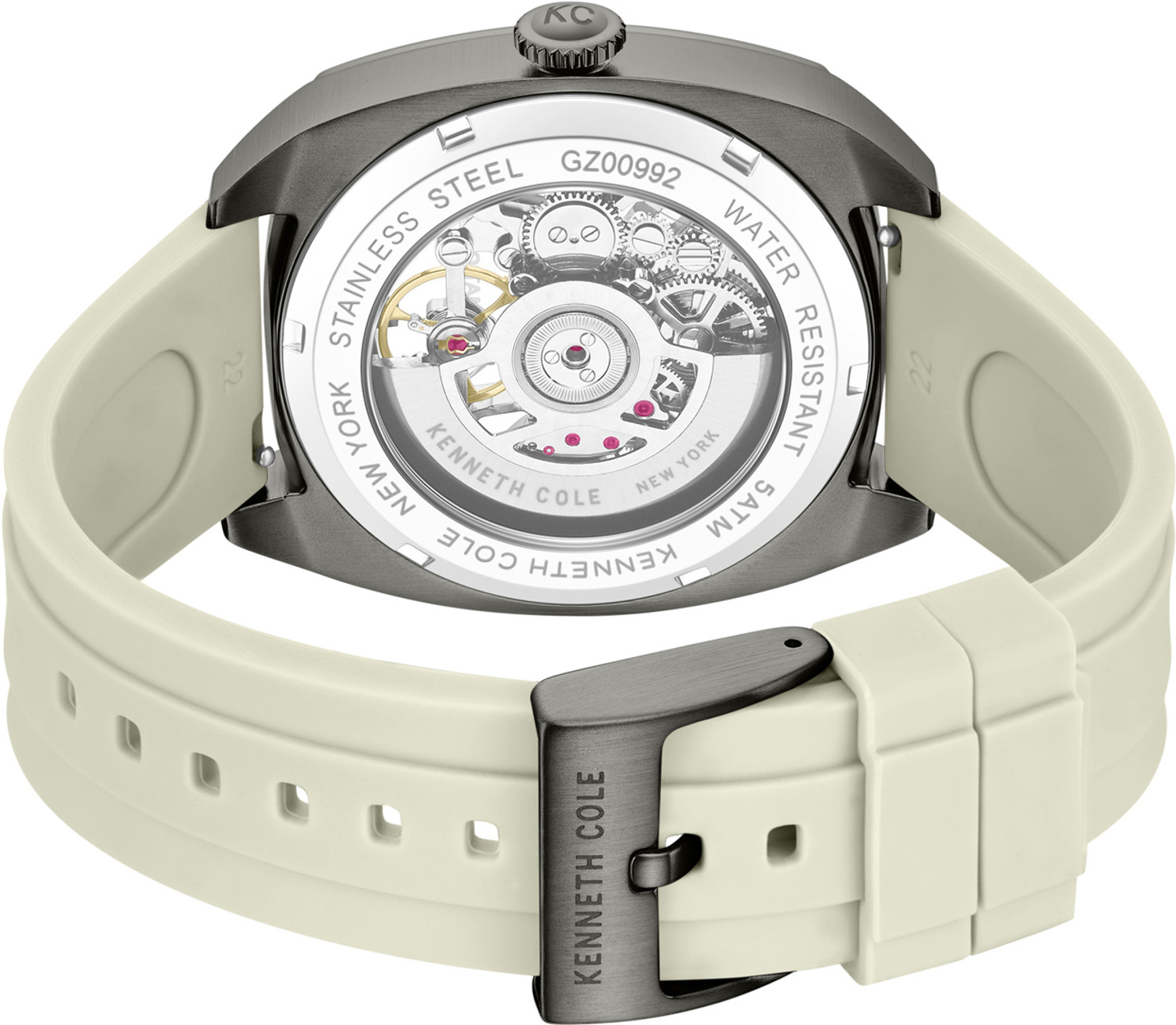 Image of Kenneth Cole Automatic Gun Dial White Silicon Strap Analog Watch - For Men KCWGZ0099205MN,KCWGZ0099205MNW
