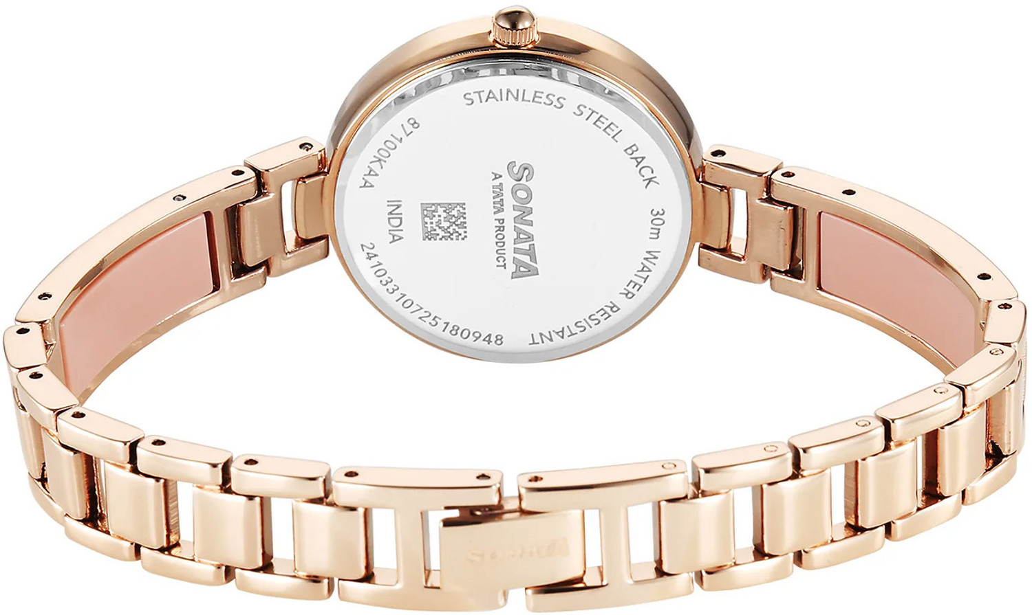 Image of SONATA Aura 2 Sonata Aura 2.0 Quartz Pink Dial Rose Gold Stainless Steel Strap Analog Watch - For Women