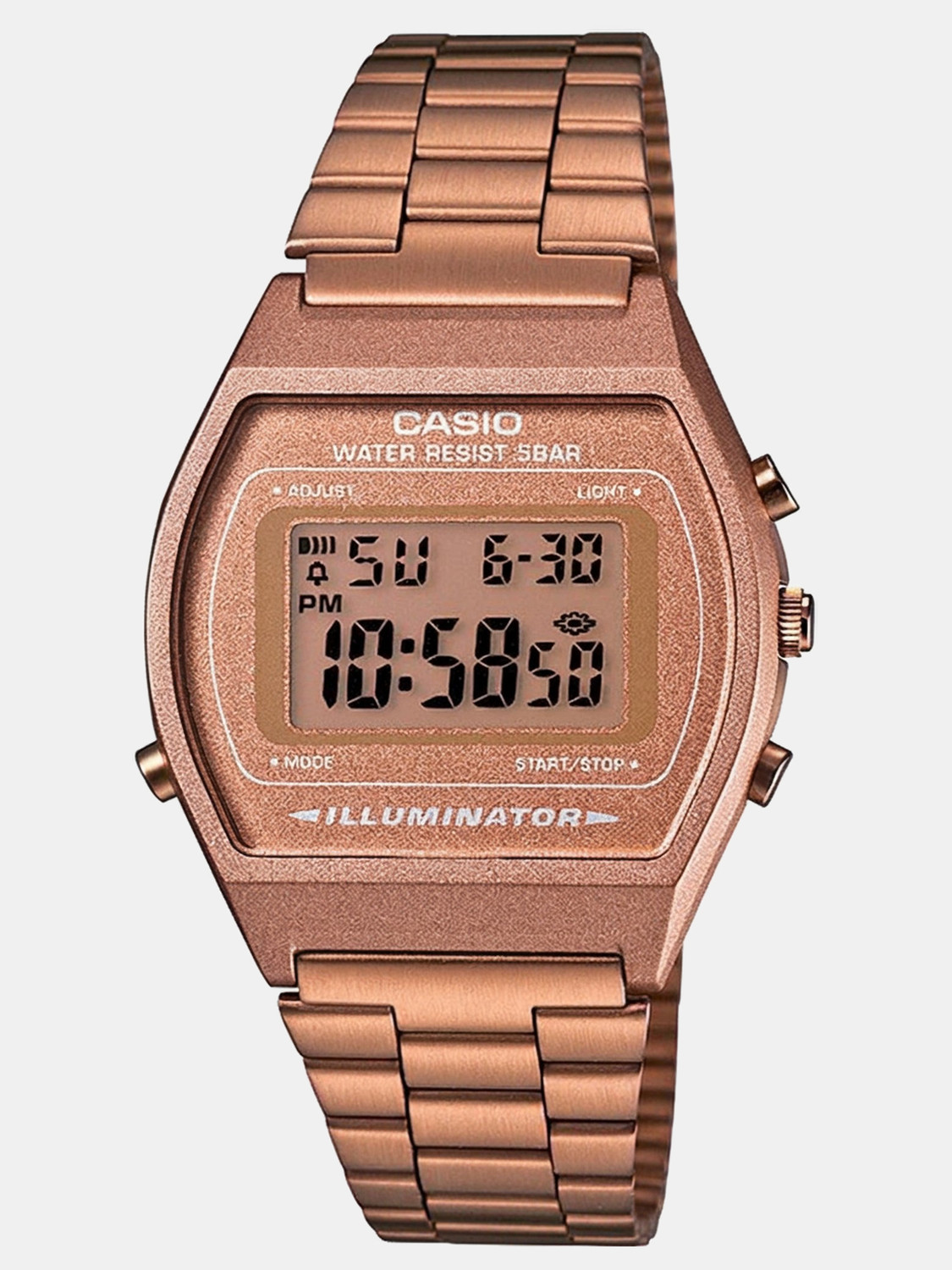 Image of CASIO Vintage B640WC-5ADF Dial Rose Gold Stainless Steel Band Digital Watch - For Men & Women