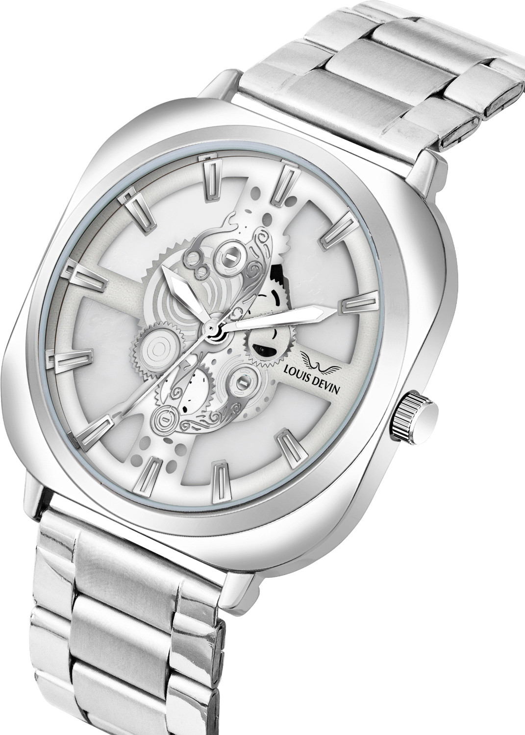 Image of LOUIS DEVIN LD-G081-WHT-CH Stainless Steel Chain Analog Watch - For Men