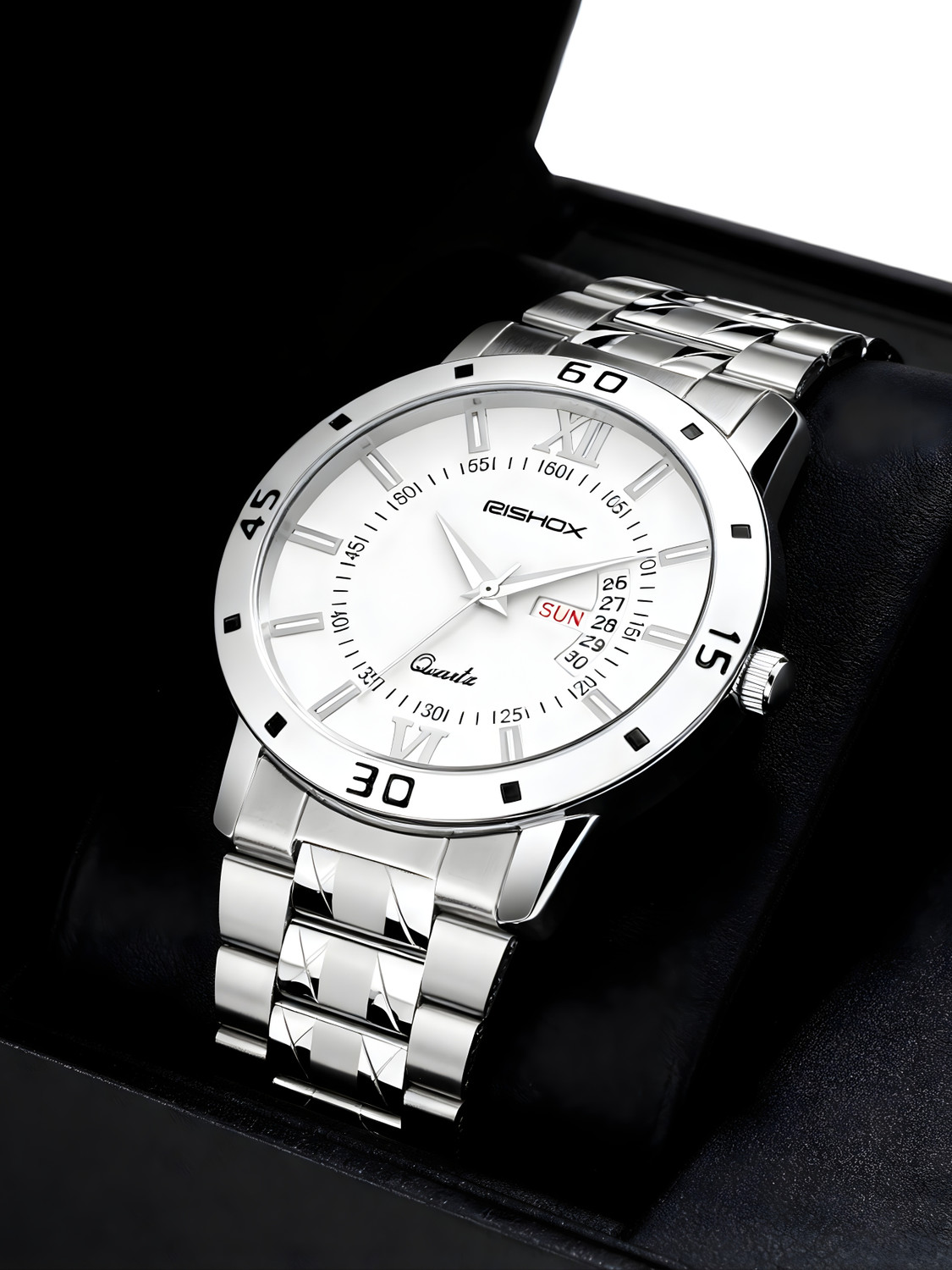 Image of Rishox Elegant Quartz Watch For Men With Day-Date Display Analog Watch - For Men RX-20-Chain