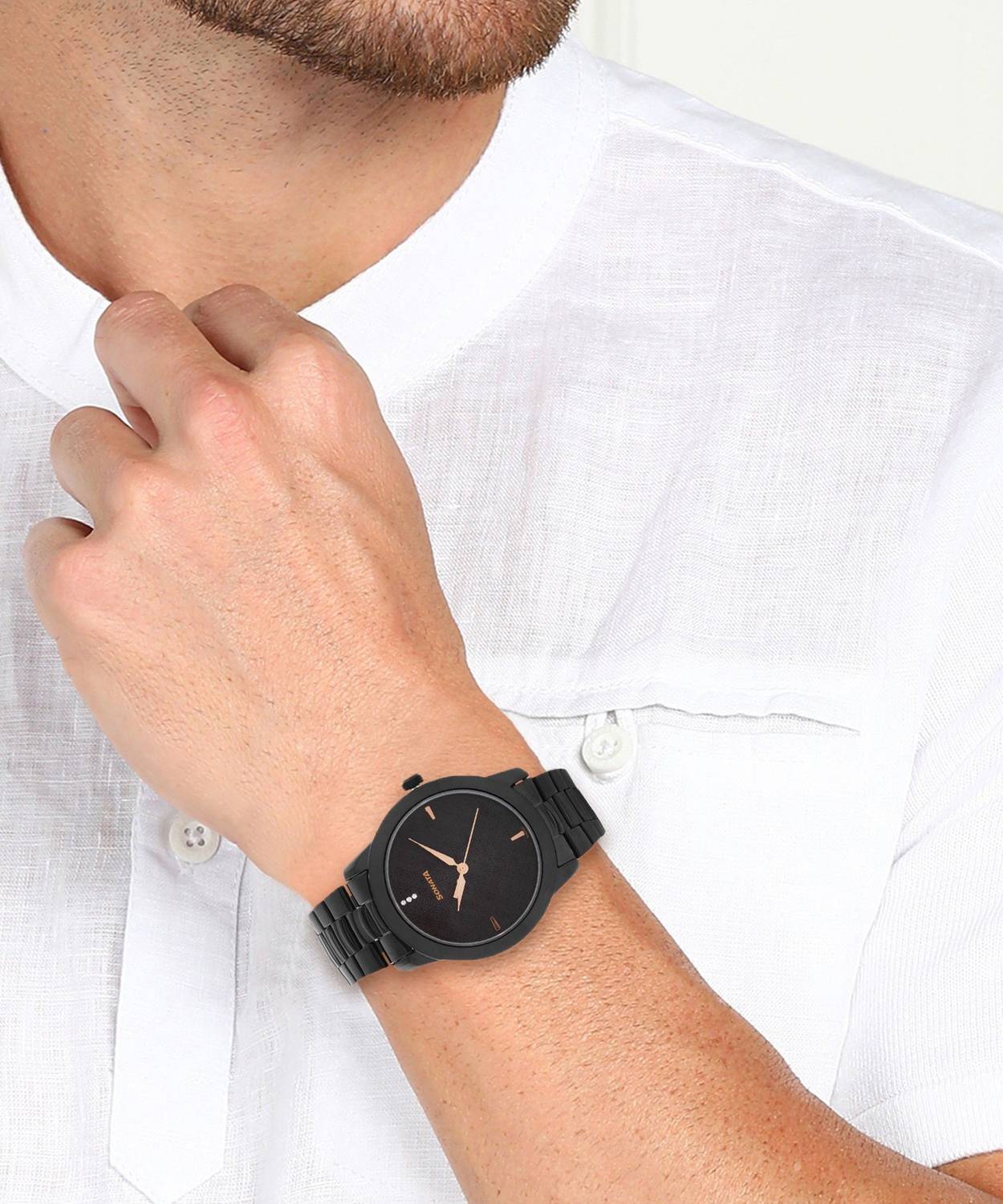 Sonata NP7924NM01 Black Dial Metal Strap Analog Watch - Image 5
