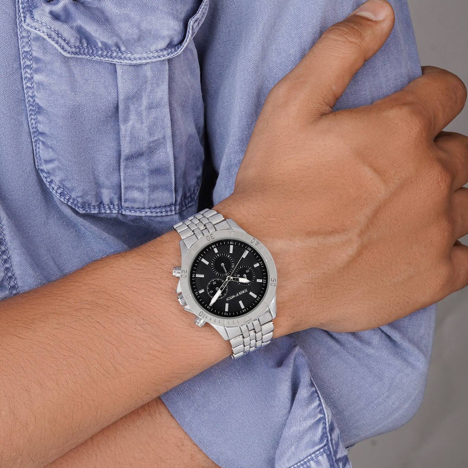 Joker & Witch Pierce Black Dial Silver Watch - Image 2
