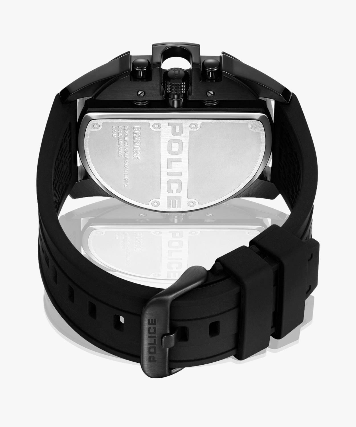 Police Multifunction Black Dial Black Silicone Strap Analog Watch - Image 3
