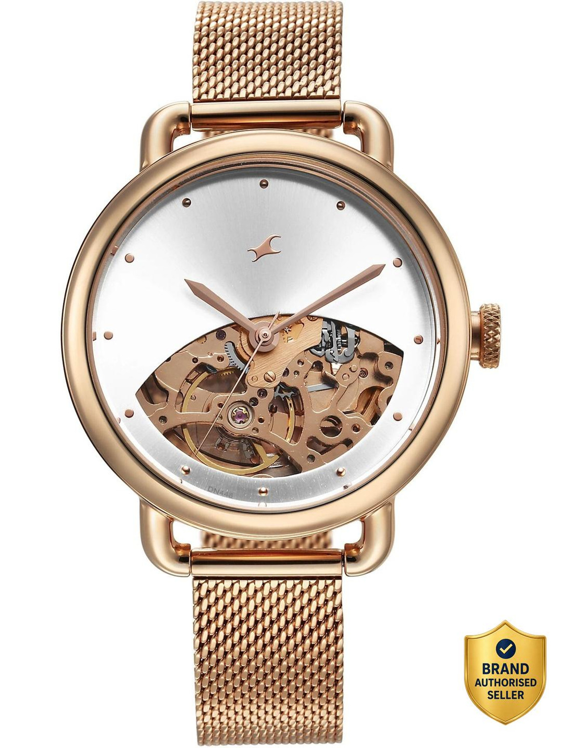 Fastrack Fastrack Automatics Fastrack Automatic Silver Dial Rose Gold Stainless Steel Strap Analog Watch  - For Girls