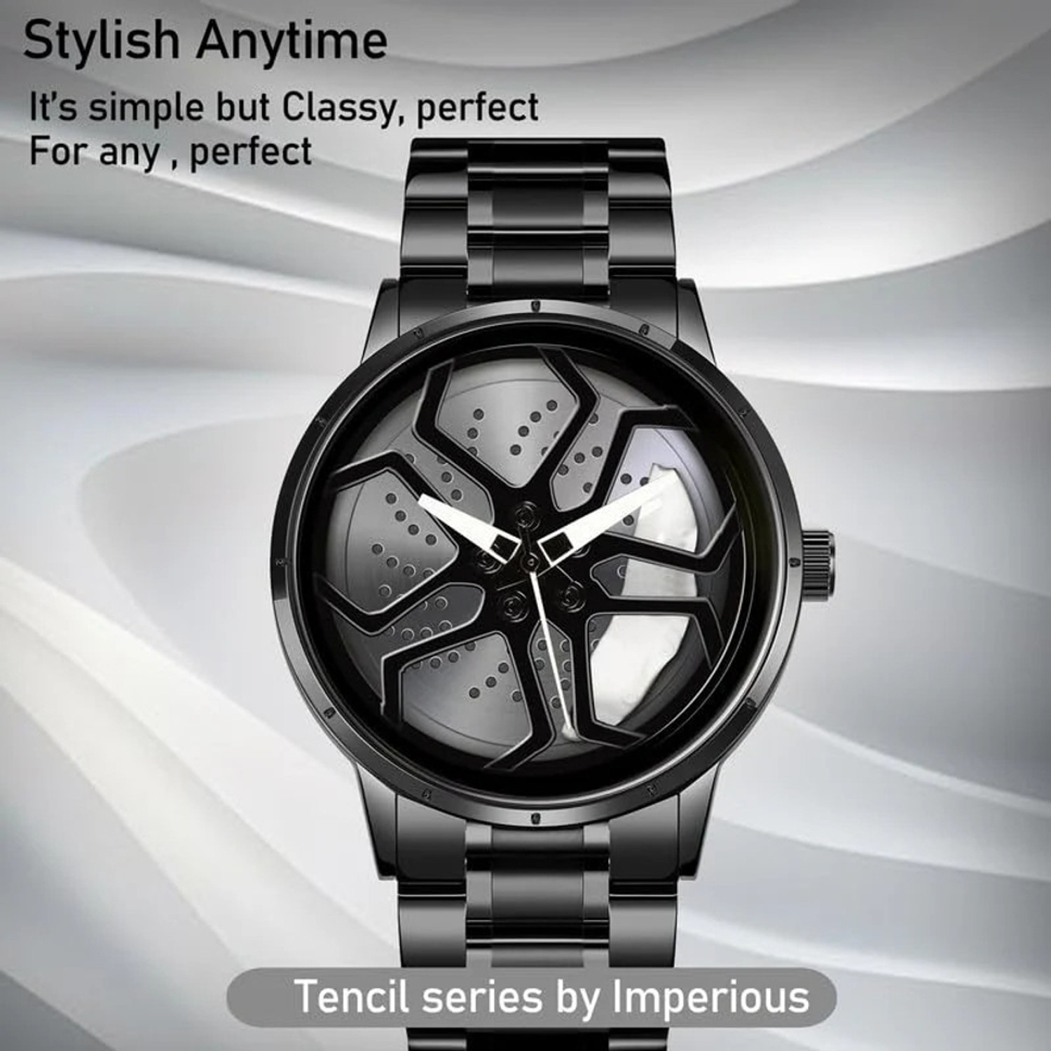 Image of DigiTech Black Metal Strap with Skeleton Style Dial Analog Watch - For Men