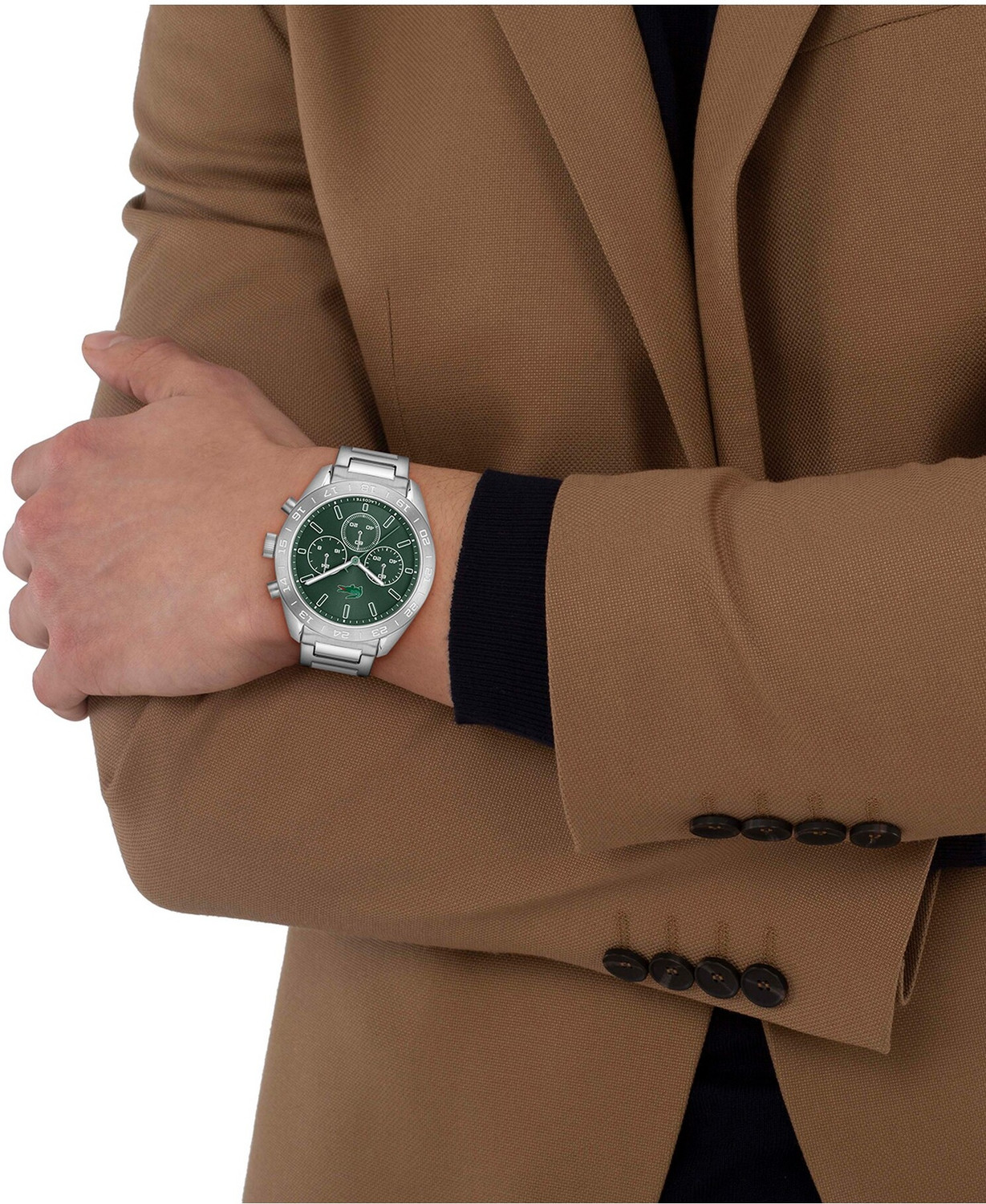 Image of LACOSTE BOSTON Lacoste Boston Qtz Fashion Chrono Green Round Dial Men's Watch- 2011533 Analog Watch - For Men