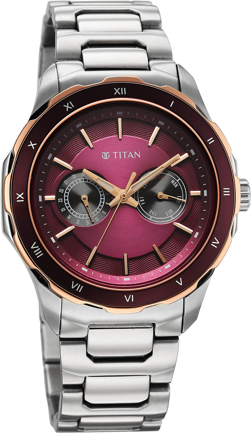 Image of Titan Regalia Opulent VI Regalia Opulent VI Quartz Burgundy Dial Silver Stainless Steel Strap Analog Watch - For Men