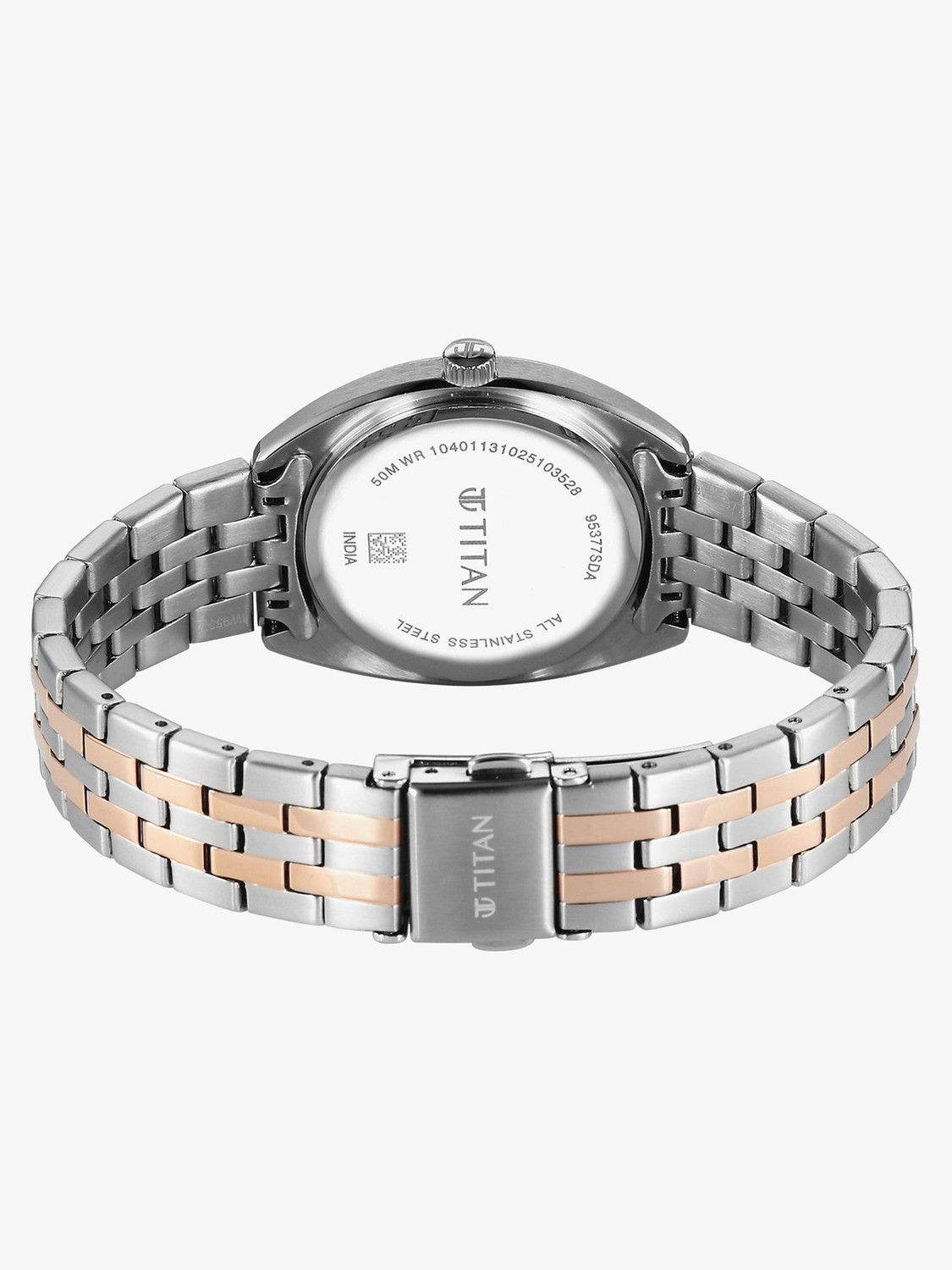 Image of Titan Work Essentials Work Essentials Quartz Silver Dial Rose Gold Metal Strap Analog Watch - For Women