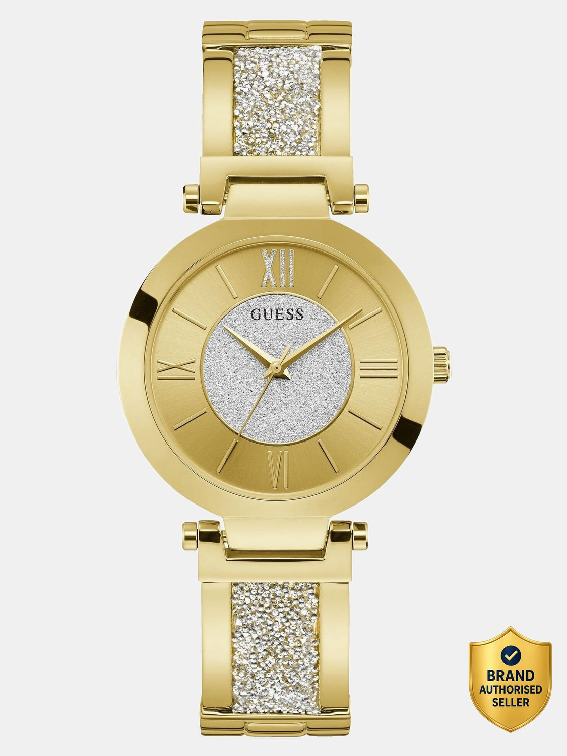 Image of GUESS Champagne Swarovski Crystal Dial Analog Watch - For Women
