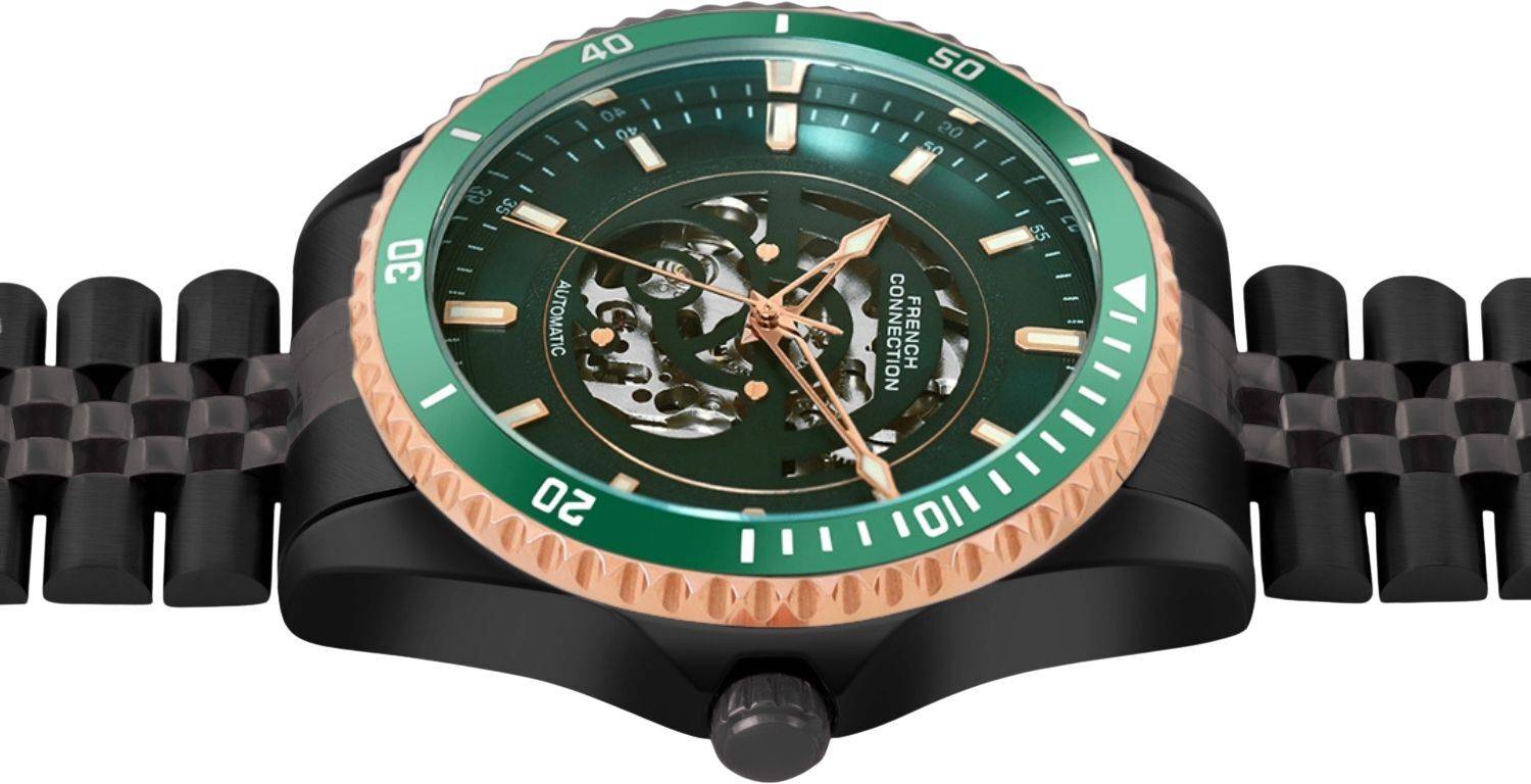 French Connection Aether Drive Green Automatic Watch - Image 4