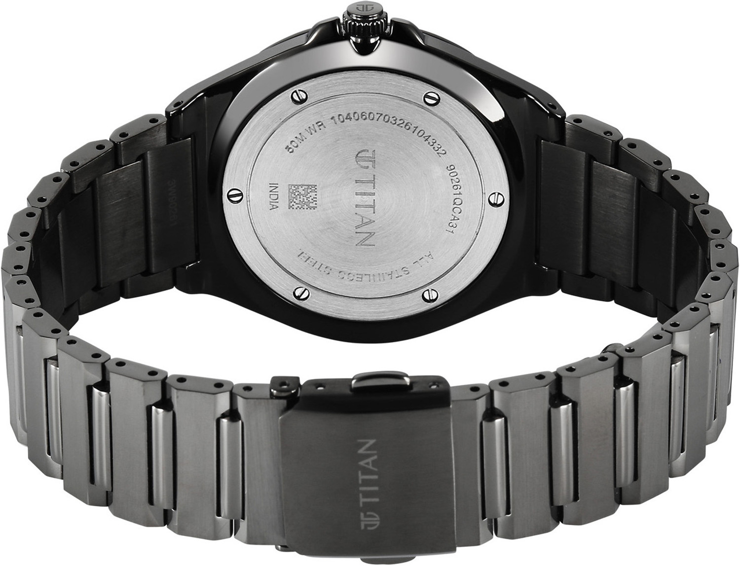 Image of Titan Titan Classique sleekfit Classique sleekfit 2 Hands + Date@3H Gun Dial IPGun Color Strap Analog Watch - For Men