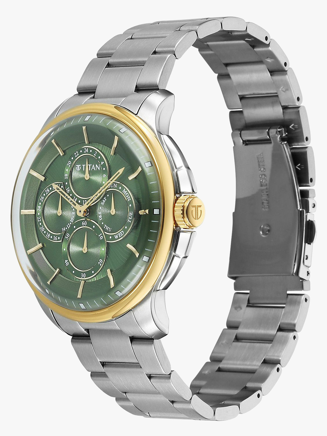 Image of Titan Titan Classique Four Eye Multifunction Titan Classique Four Eye Multifunction Green Dial Watch for Men Analog Watch - For Men