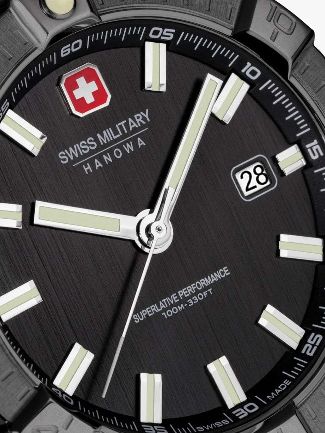 Image of Swiss Military Hanowa JOCKWORTH Jockworth Dated Black Dial | Swiss Made | Brown Leather Quartz Watch for Men Analog Watch - For Men