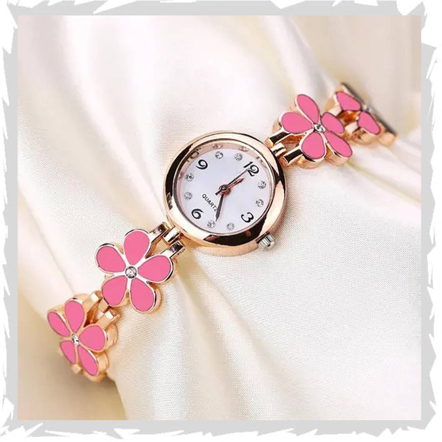 Motugaju Analog Color Pink Flowered Dial Watch Womens and Analog
