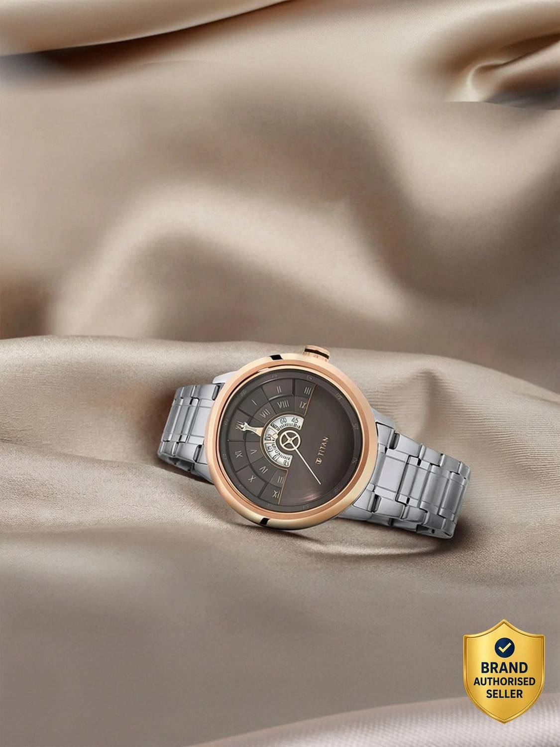 Titan Grandmaster NT1828KM02 Anthracite Dial Silver Steel Watch