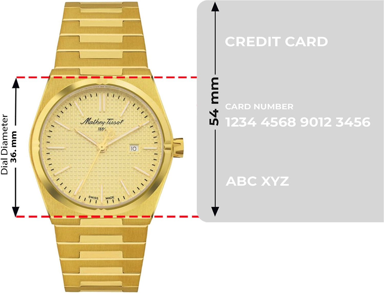 Image of Mathey-Tissot D117PDI Swiss Made Quartz Gold Dial Analog Watch - For Women