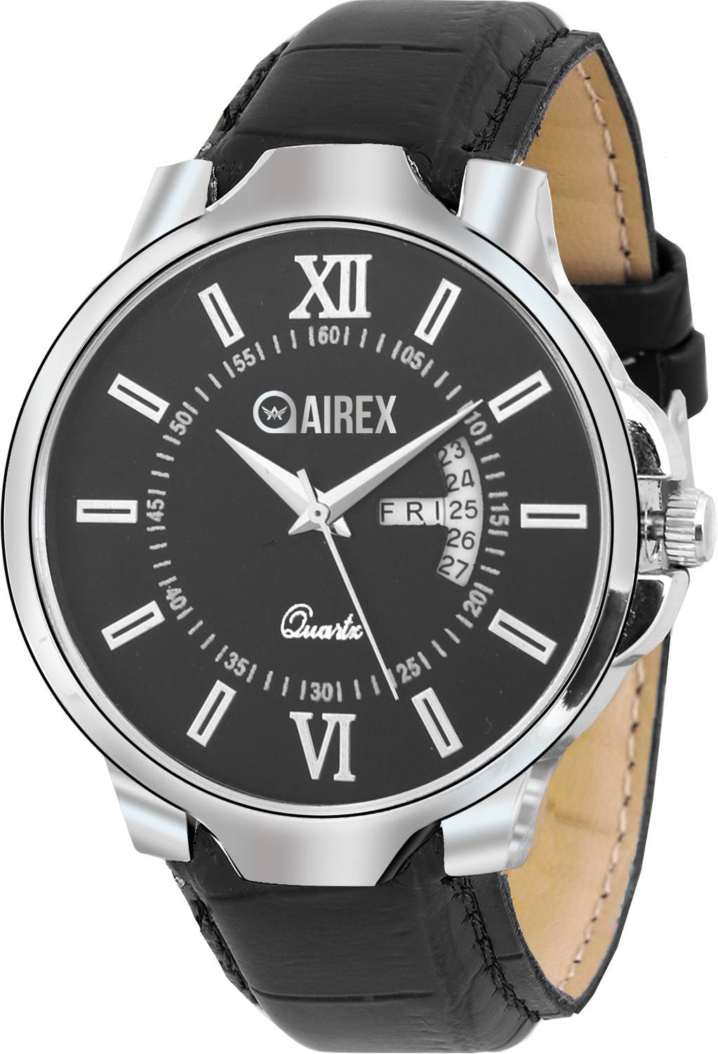 Airex Black Day and Date Function Dial Black Leather Strap Analog Watch - For Men AIR DD Strap 1 Analog Watch  - For Men