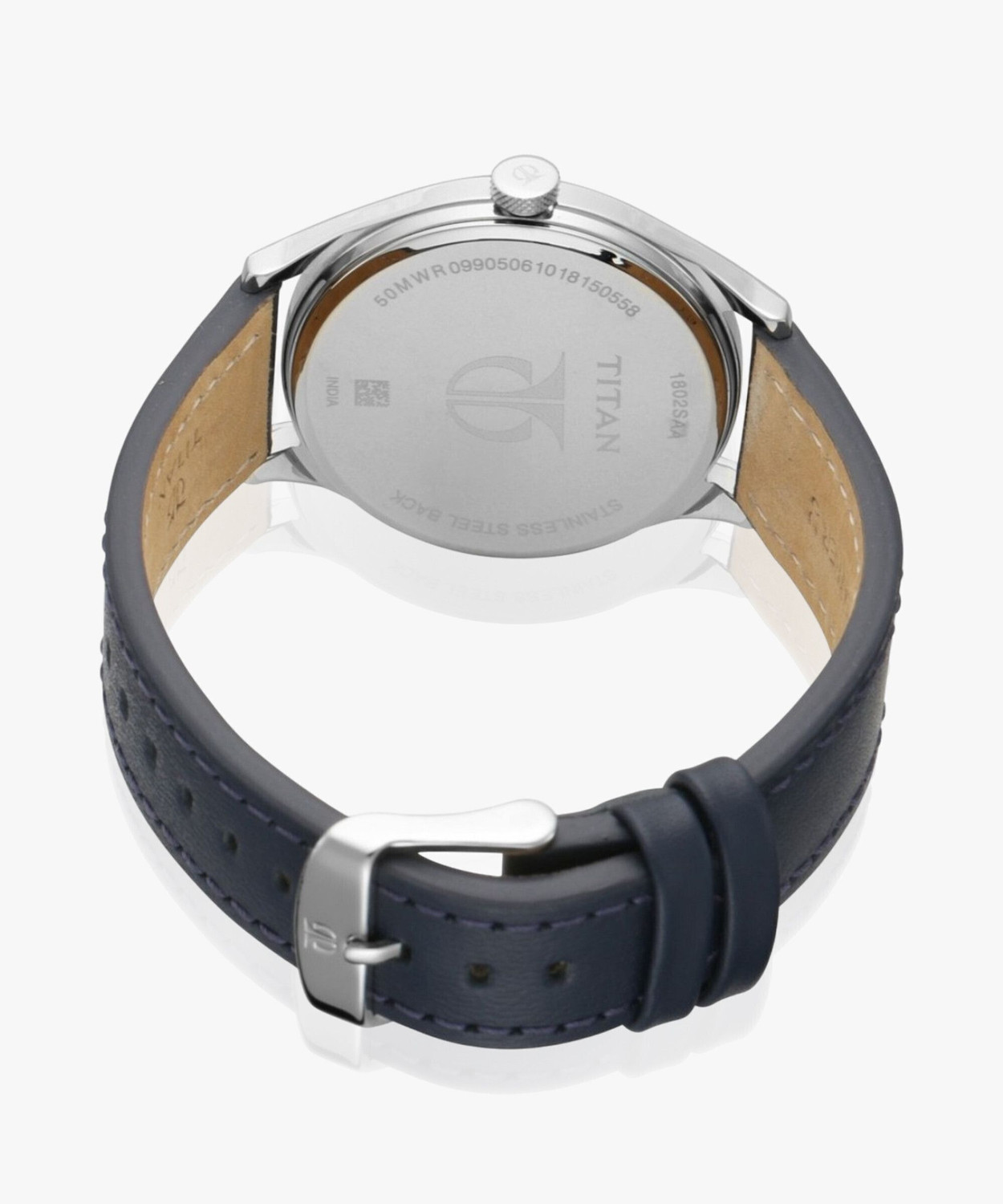 Image of Titan 1802SL02 Titan Workwear Urban Edge Silver Dial Black Leather Analog Watch - For Men