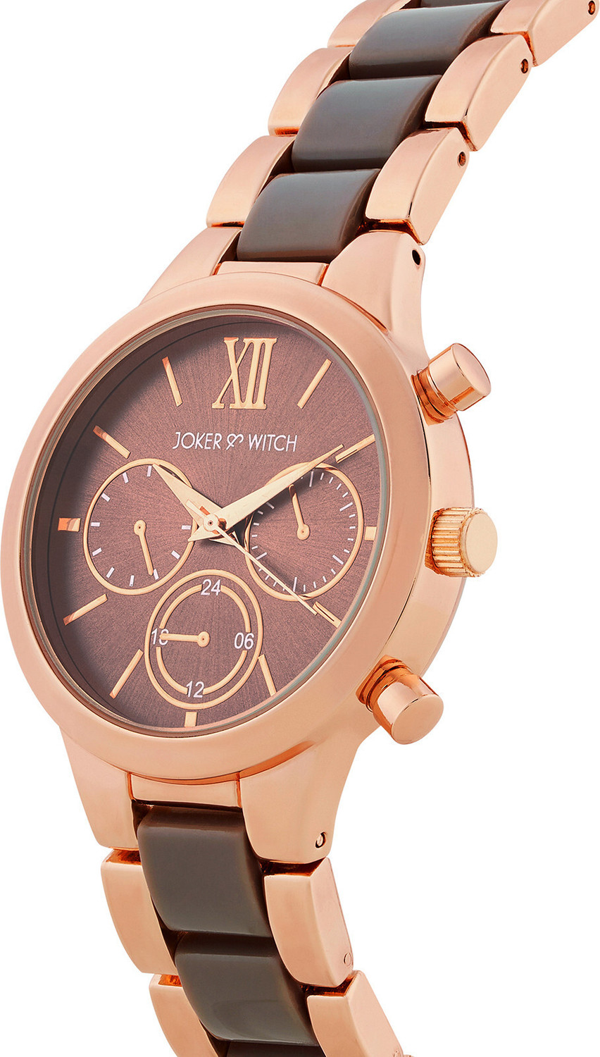 Image of Joker & Witch Clara Royale Taupe and Rose Gold Dual-Tone Watch with a Classic Taupe Dial Analog Watch - For Women
