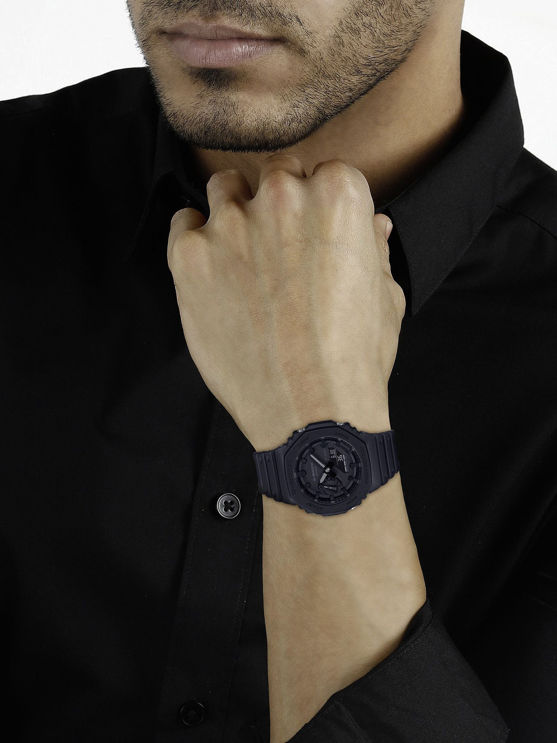 Image of CASIO GA-2100-1A1DR G-SHOCK GA-2100-1A1DR Black Dial Resin Strap Analog-Digital Watch - For Men