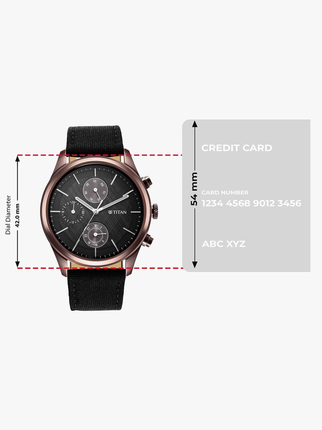 Titan Neo Splash Black Dial Black Leather Watch - Image 4