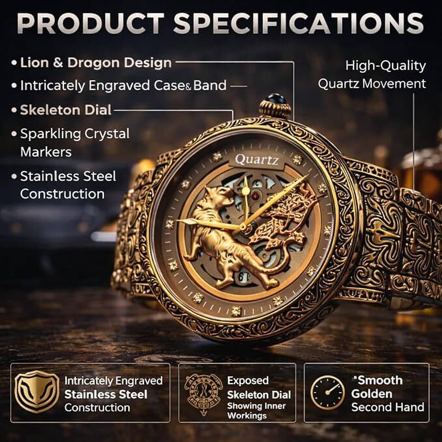 FOREST Men's Coffee Color Analog Watch - Image 3