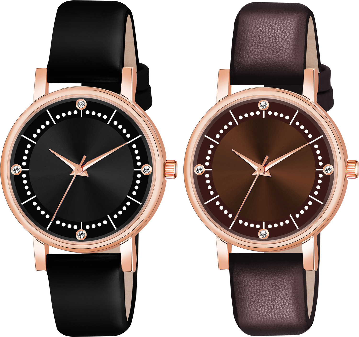 Image of Motugaju Analog Black Brown Color Dial Set Of 2 Analog Watch - For Women