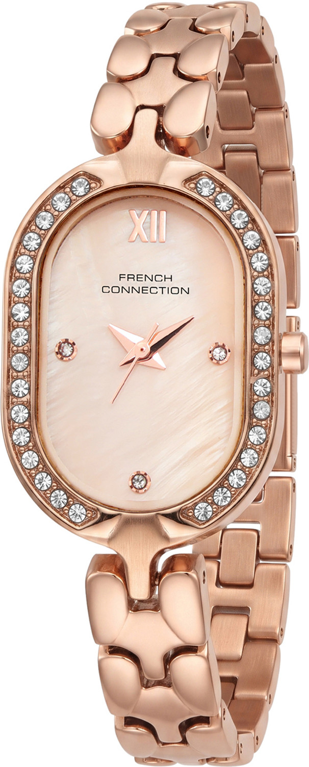 Image of French Connection Rose Gold MOP Oval Dial Quartz Analog Watch - For Women FCND30PRGM