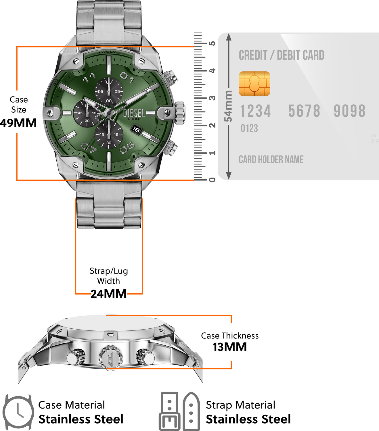 Image of DIESEL Spiked Analog Watch - For Men DZ4712,DZ4712I