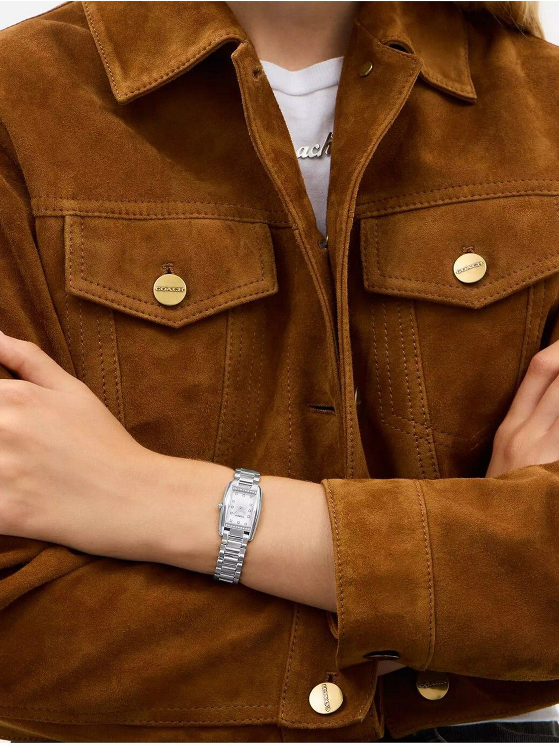 Image of COACH REESE Coach Reese Qtz Basic Mini White Rectangle Dial Women's Watch - 14504587 Analog Watch - For Women