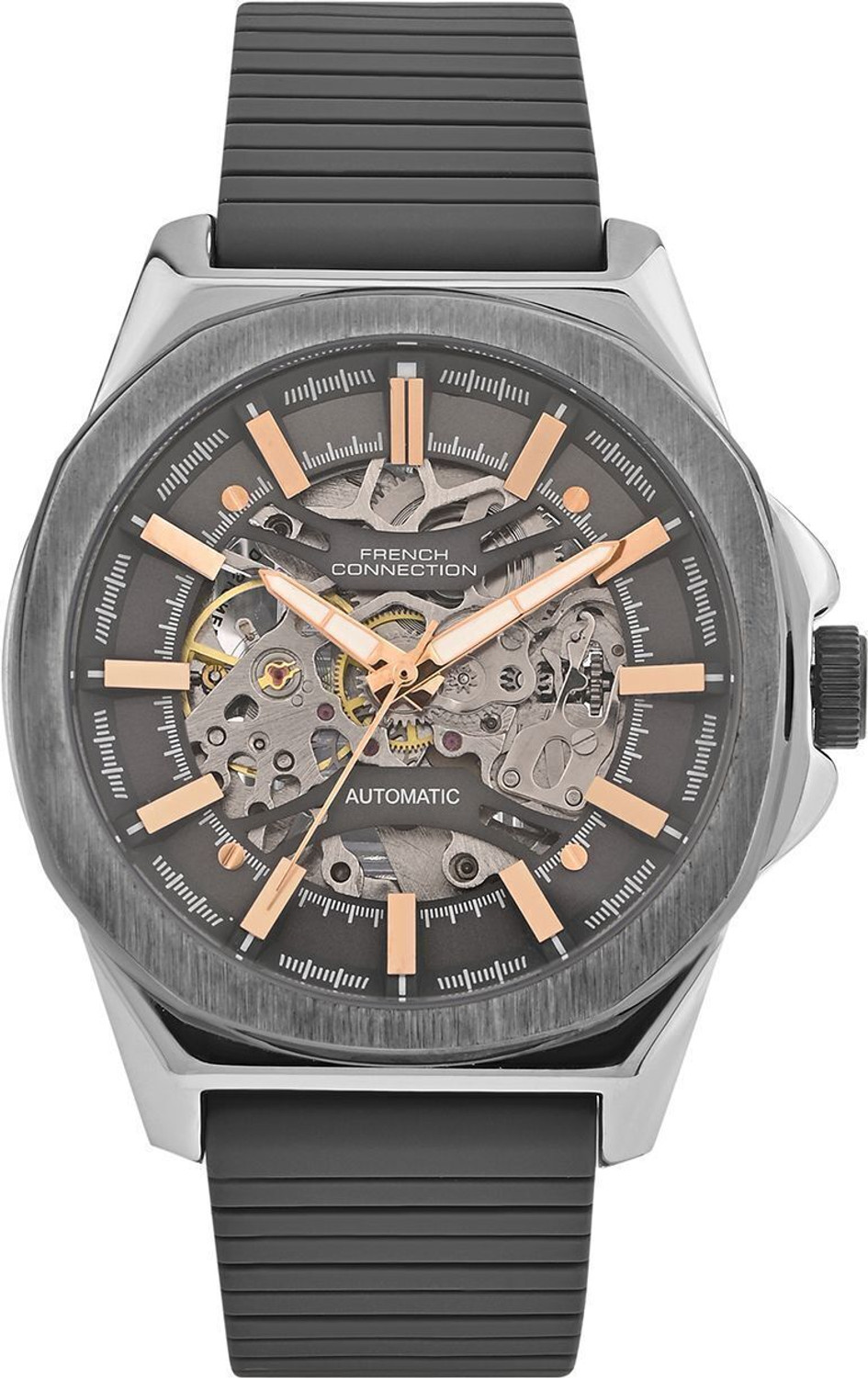 Image of French Connection Mechalume MECHALUME See Through Grey Round Dial | Men's Grey Automatic Watch Analog Watch - For Men