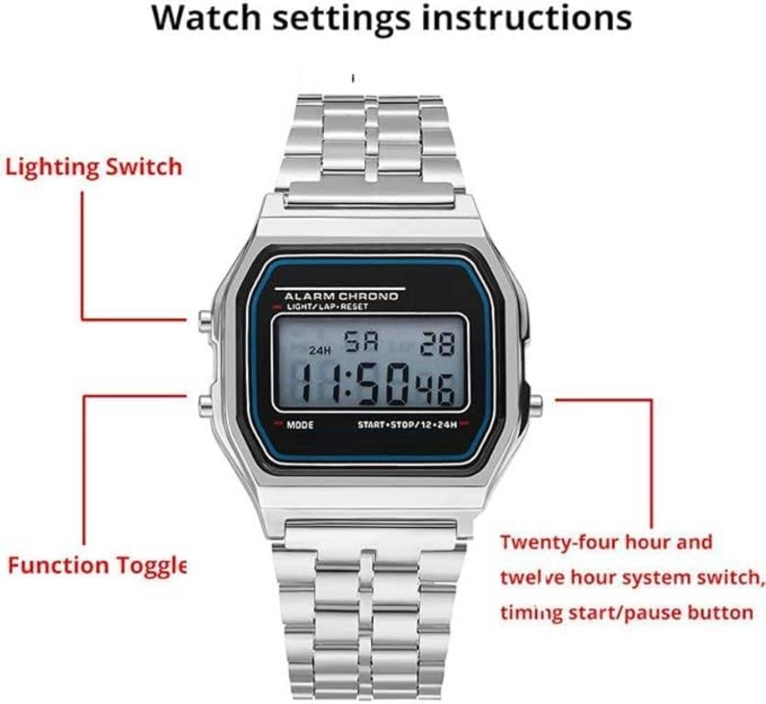 MAALAXMITRADRES Digital Silver Square Dial Watch - Image 2