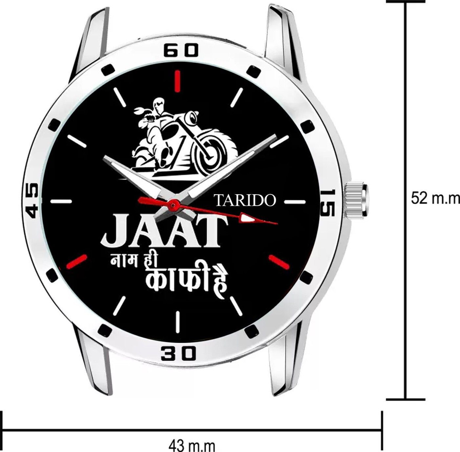 Image of house of common jaat 1568 Jaat Watch black dial stainless steel strap analog wrist Analog Watch - For Men