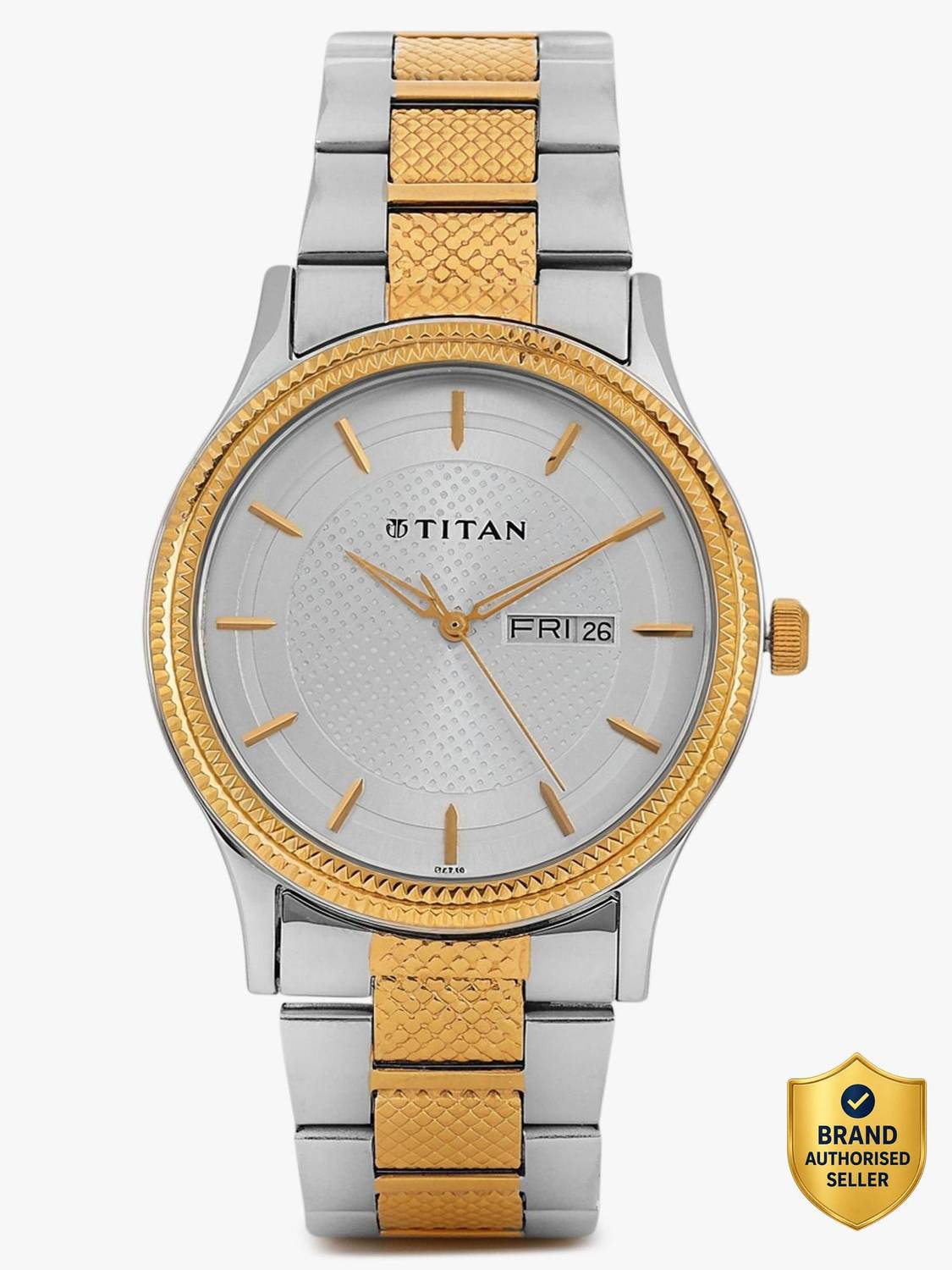 Titan NP1650BM03 Silver Dial Silver & Gold Stainless Steel Strap