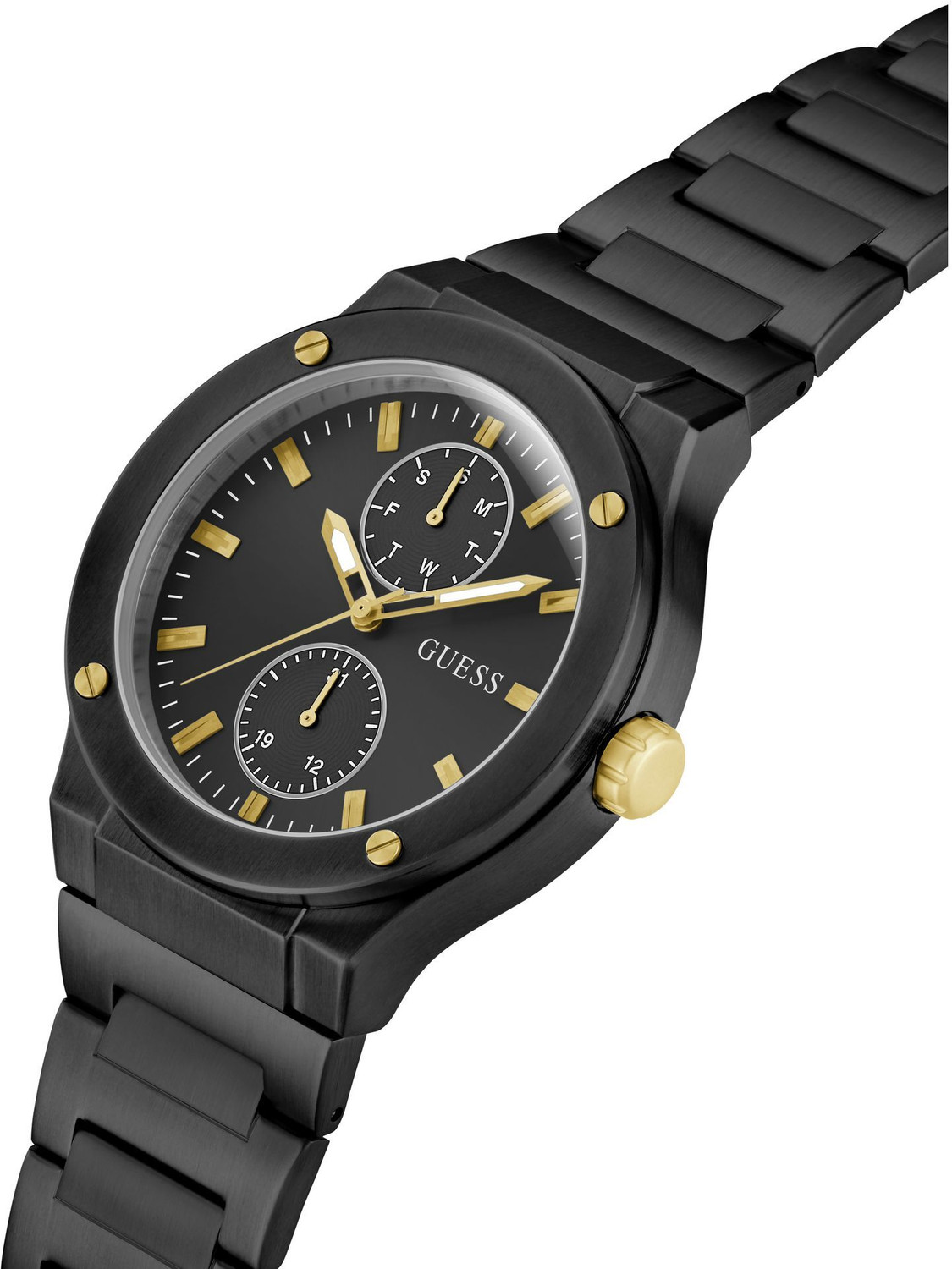Image of GUESS GW0795G3 Jet Black Round Dial Analog Watch - For Men