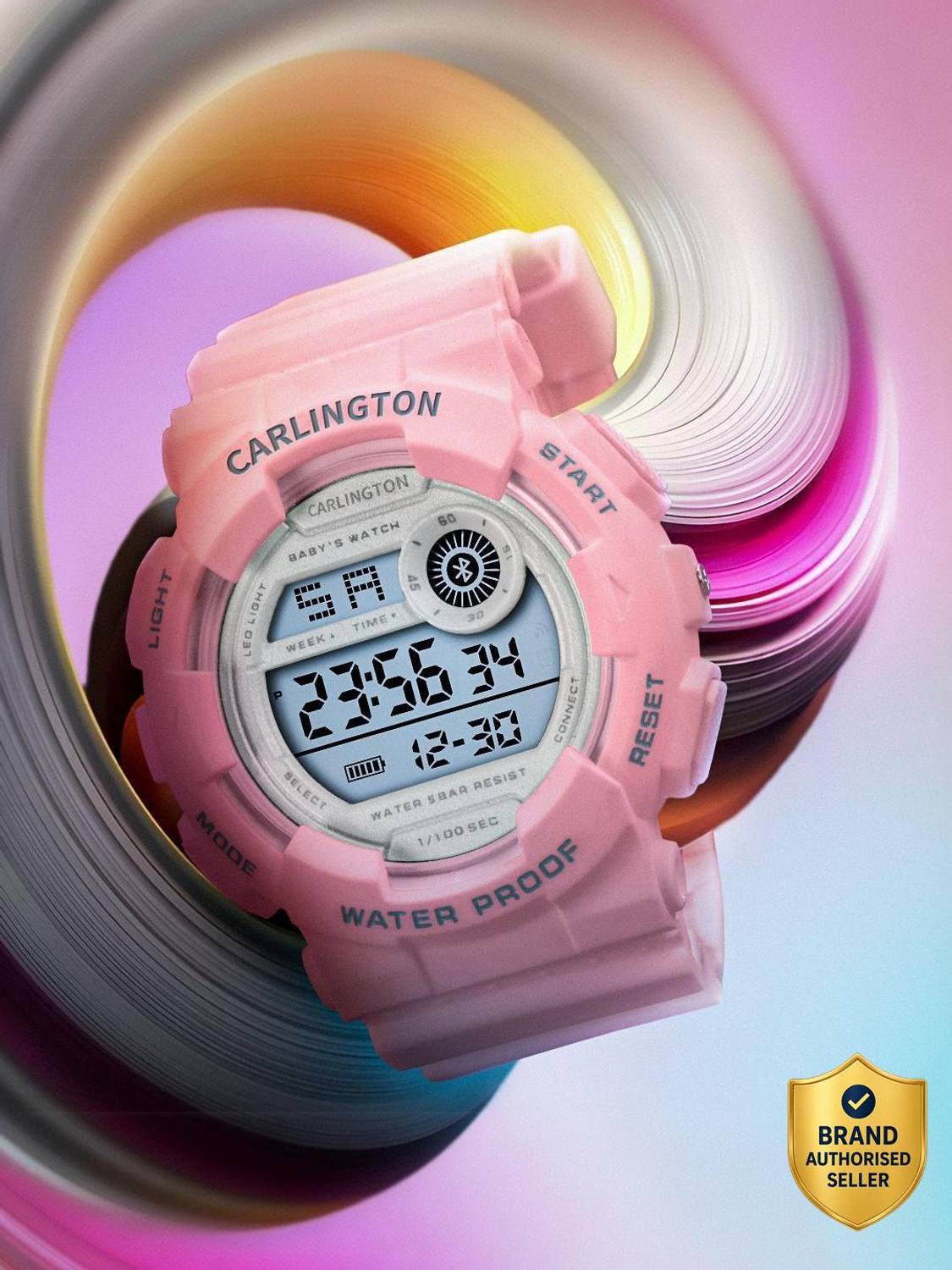 Carlington Junior 9121 Pink Carlington Resistant Digital Dial MultiFunction Working Alarm,Silicone Strap Digital Watch - For Boys & Girls