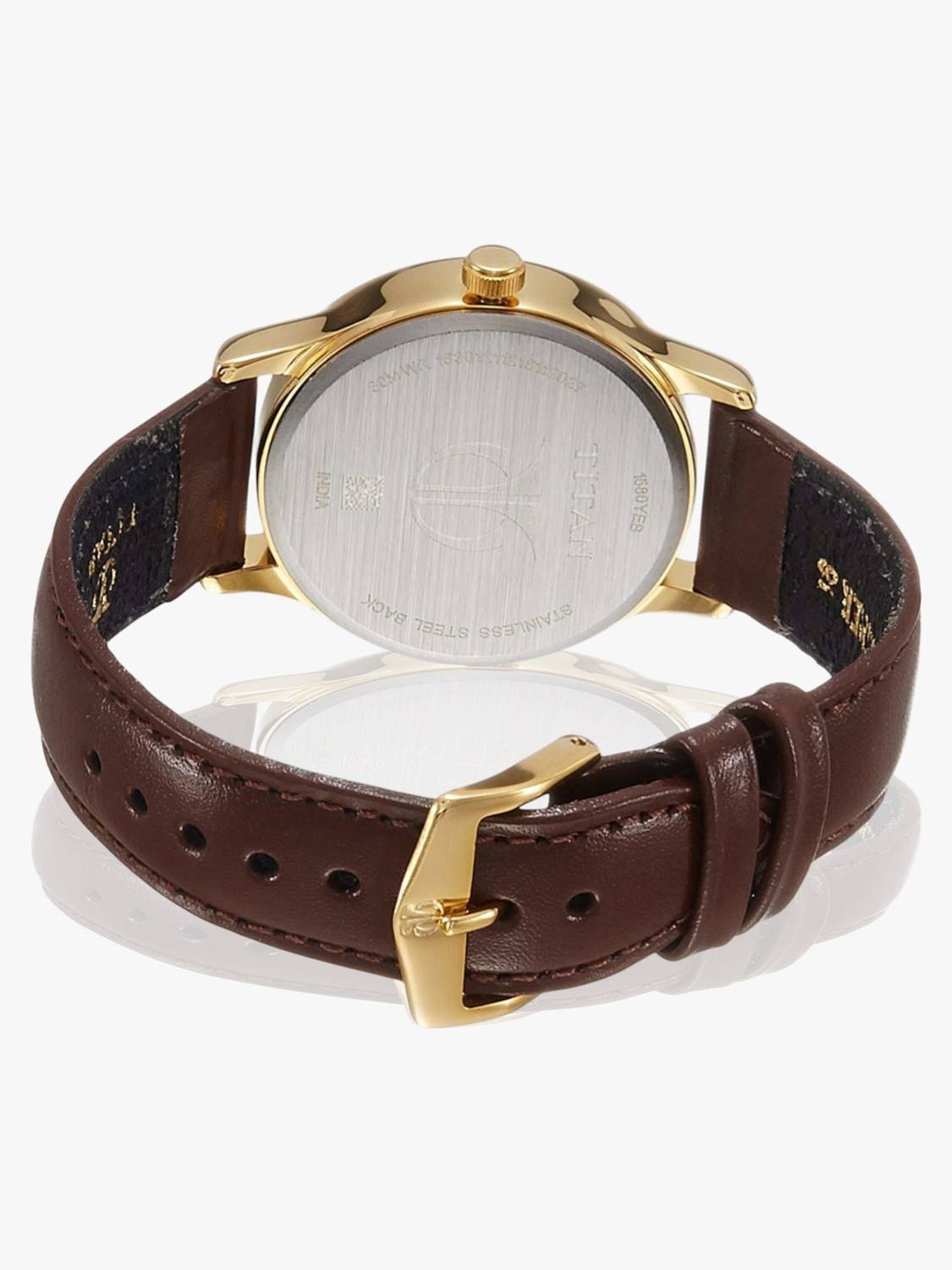 Titan NT1580YL05 Champagne Dial Brown Leather Watch - Image 5
