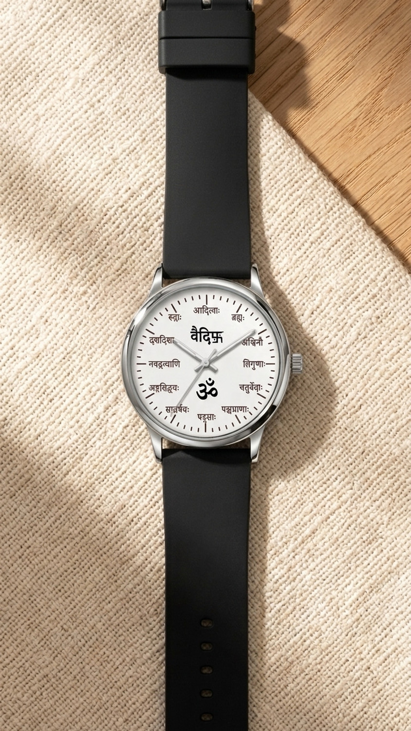 Image of HC HARMI CREATIVE Silver Slim Fit 12 mantra white Dial Black Slicon Straps Watch For unisex Silver Slim Fit 12 mantra white Dial Black Slicon Straps Watch For unisex Analog Watch - For Men